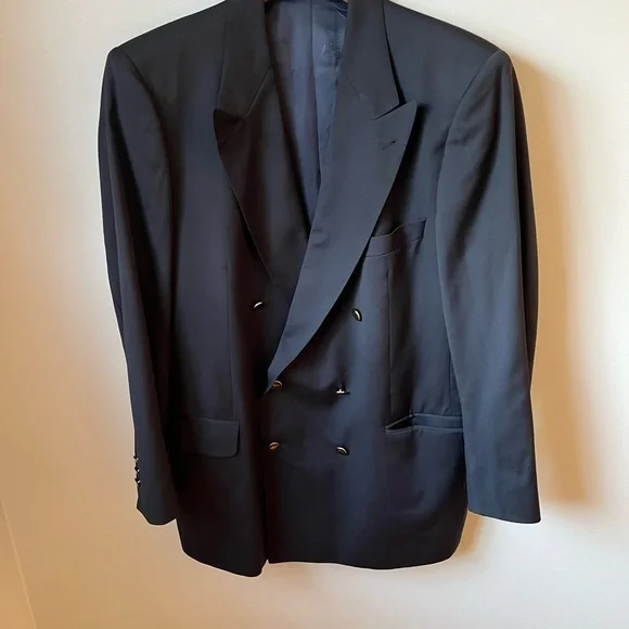 Vintage Double Breasted Burberry Navy Blazer Sport Coat Classic Tailoring - Picture 6 of 10